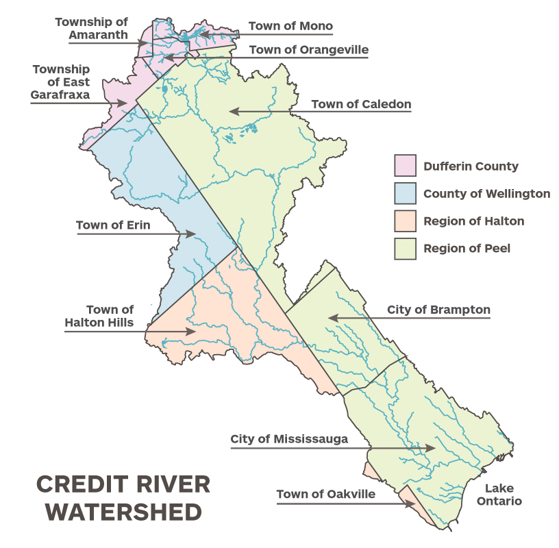 A map of the Credit River watershed